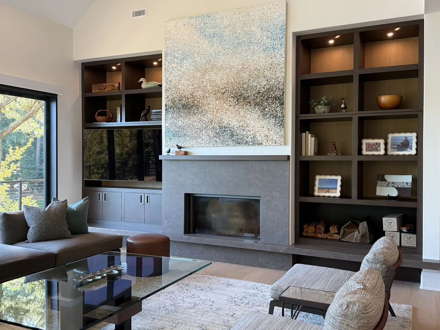 Grand Salon, Marble Hearth & Oak Library Millwork