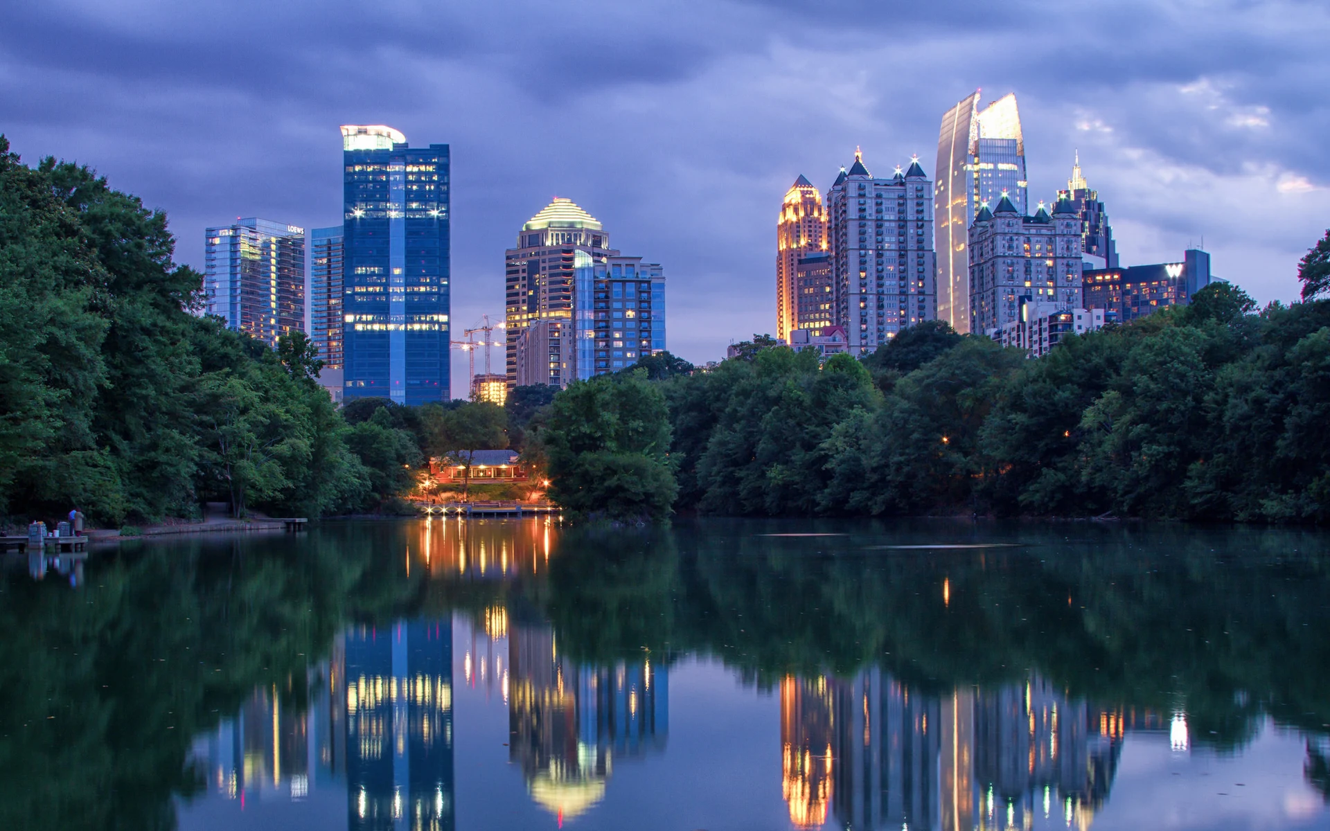 Metro Atlanta skyline and lush tree canopy